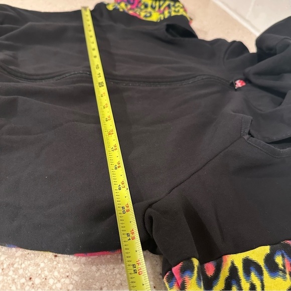 Kappa Open Shoulder Zip Jacket Leopard Neon Cropped Hoodie Black Large Cotton - Picture 13 of 16